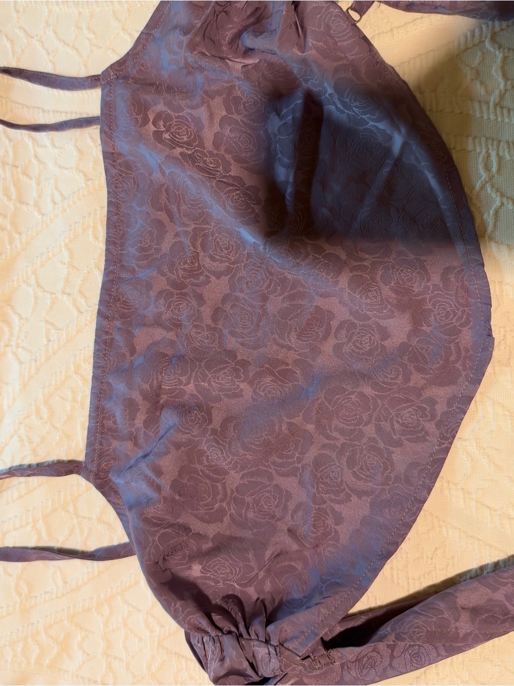 La Hearts Purple Floral Satin Halter Crop Top